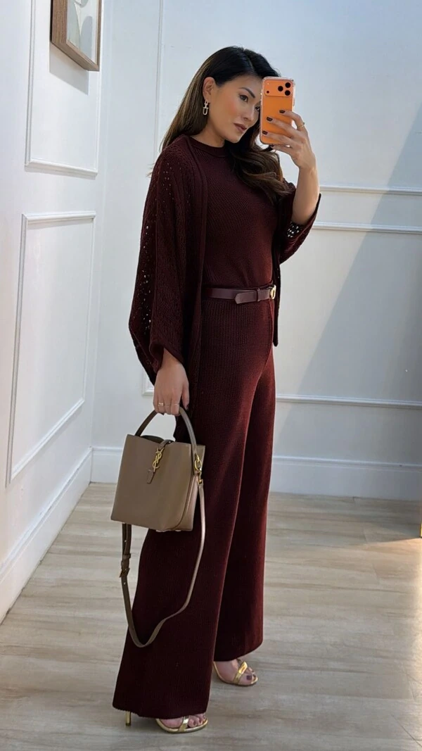 PRÉ-VENDA DATA ESTIMADA DE ENVIO DIA 24/04 Kimono Tricot Vazado Fabi Mangas 3/4