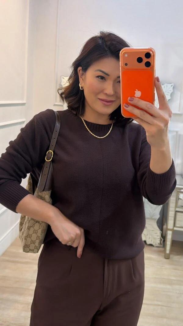 Blusa Tricot Alice Detalhe Faixa Com Nervura Canelada Frontal
