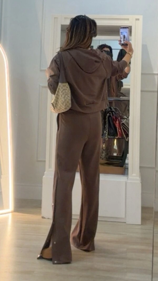 Conjunto Moletom Blusa E Calça Jamile Botões Laterais