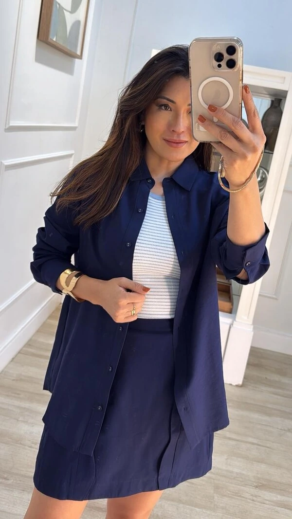 Maxi Camisa Twill Sofia Botões Forrados