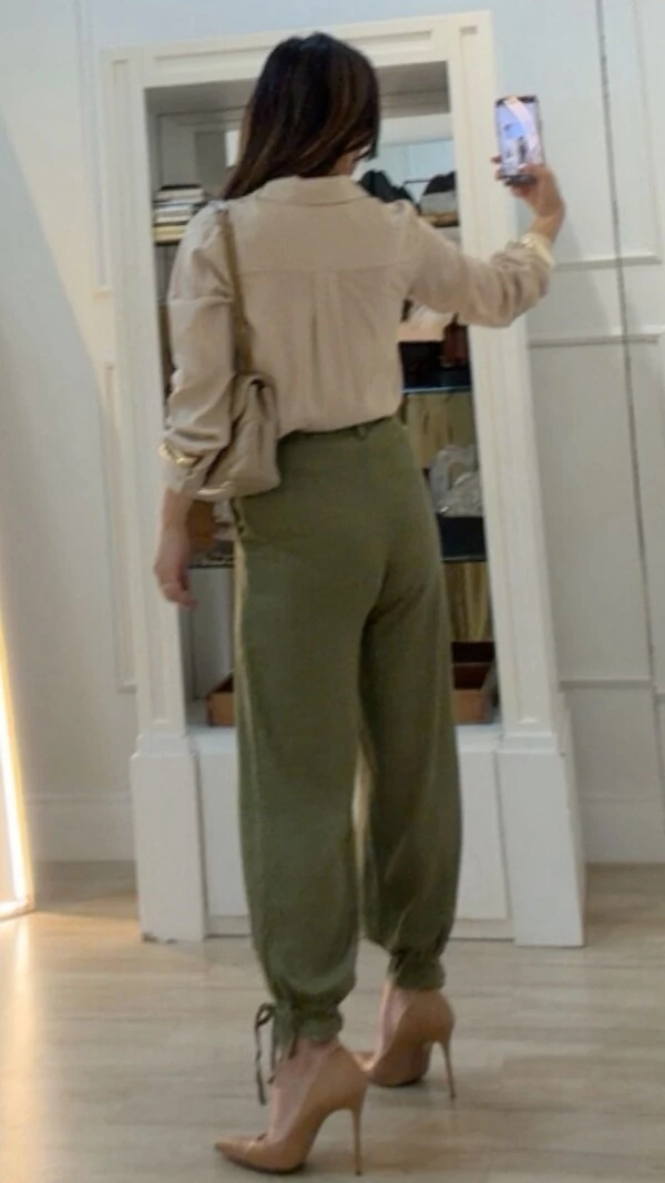 Calça Jogger Viscose Com Linho Nanda Pregas Frontais