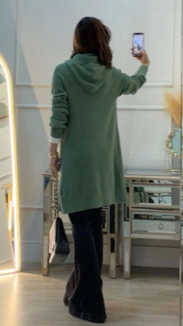 Maxi Cardigan Tricot Anabel Com Capuz