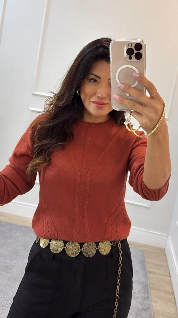 Blusa Tricot Trançados Triplos Frontais Milena Barrado Posterior Maior