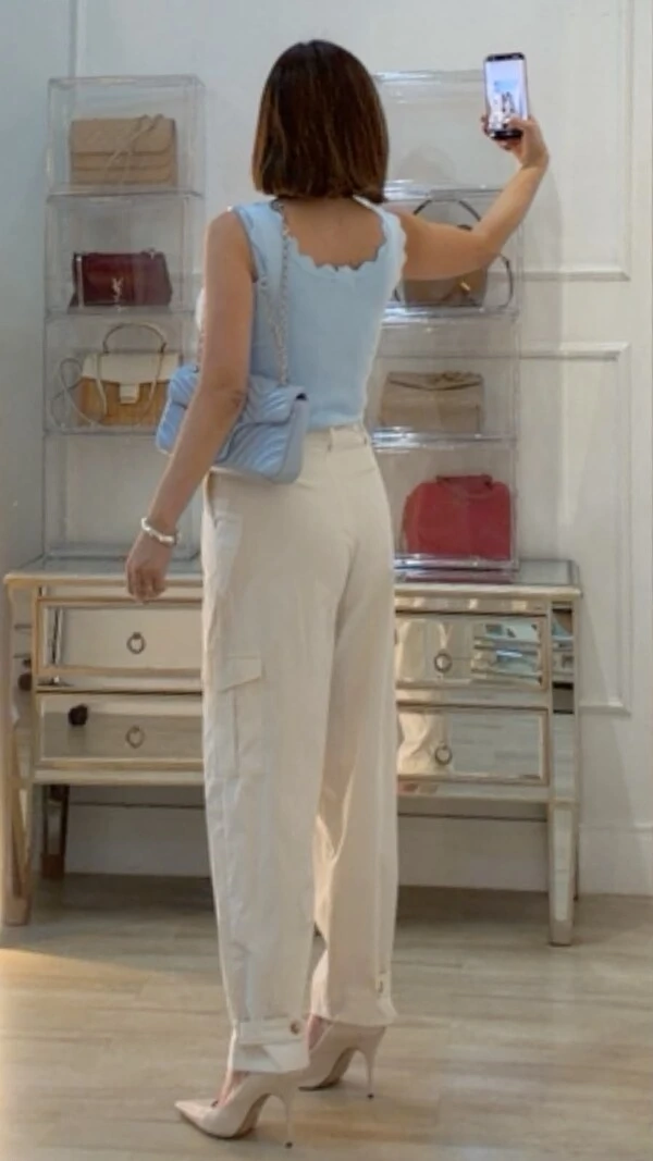 Blusa Regata Canelada Diana Detalhe Nuvem