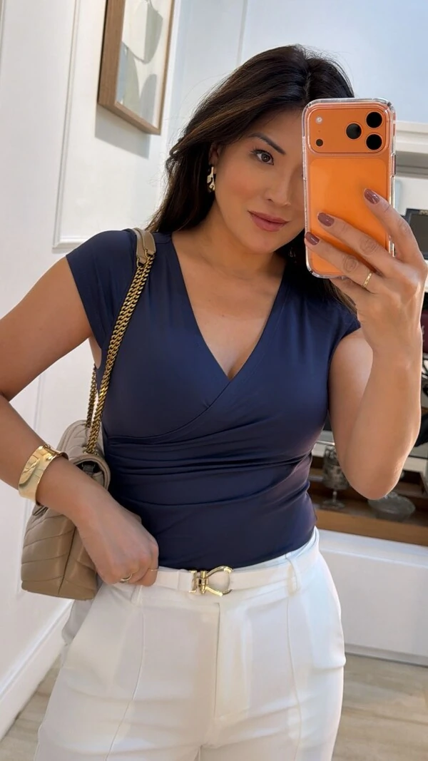 Blusa Cachequer Suplex Gisele Drapeado Lateral