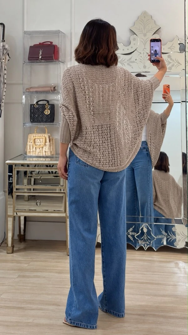 PRÉ-VENDA DATA ESTIMADA DE ENVIO DIA 22/10 Kimono Capa Tricot Lulu Punhos Largos Canelados