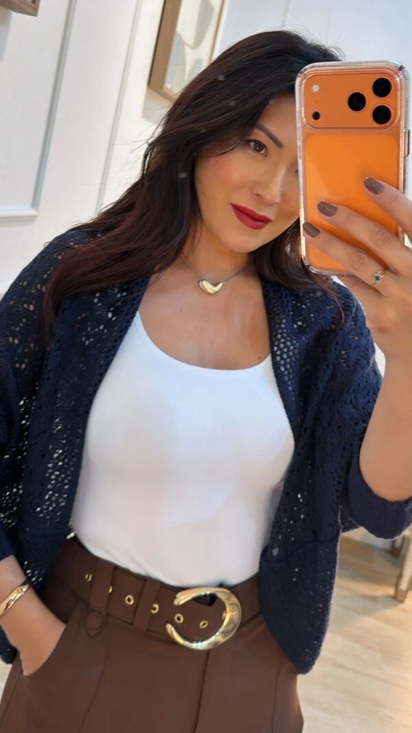 Kimono Capa Tricot Lulu Punhos Largos Canelados