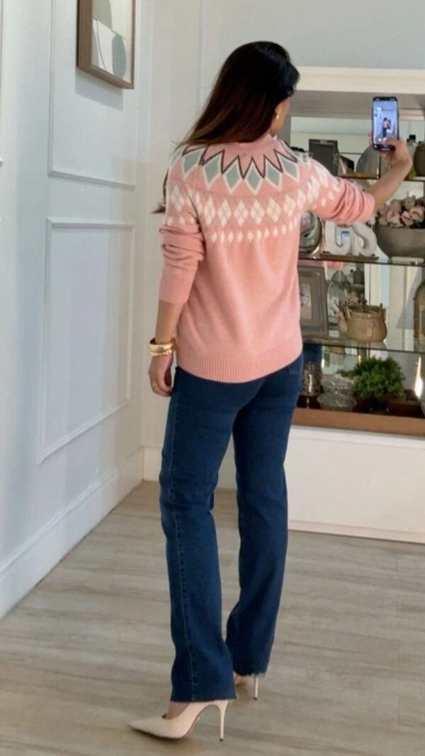 Blusa Tricot Melory Com Losangos Multicolor