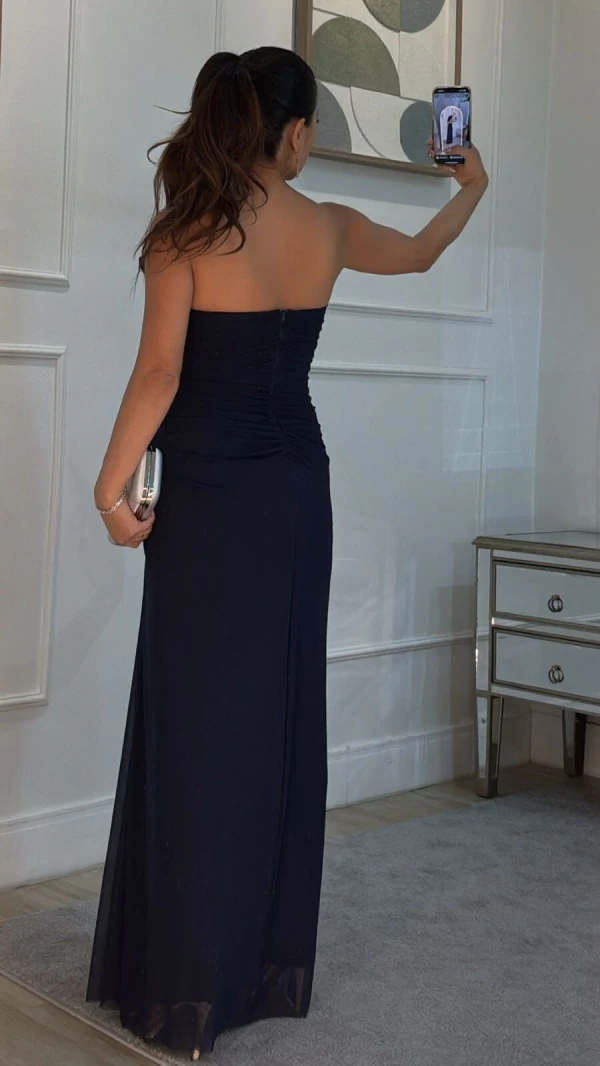 Vestido Longo Tulê Gabriella Tomara Que Caia Com Babados