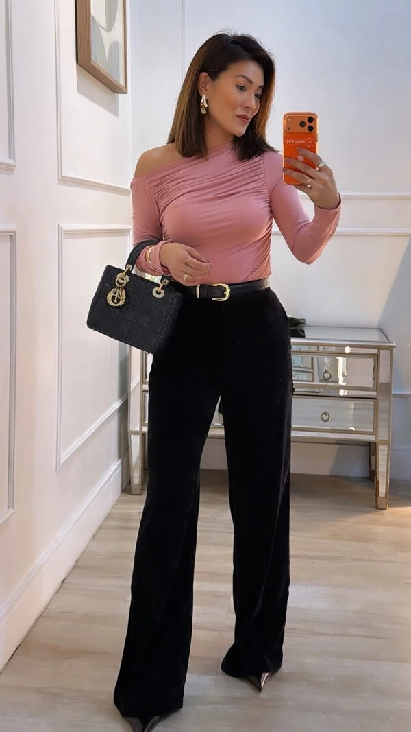 Blusa De Malha Assimétrica Catherine Drapeado Frontal