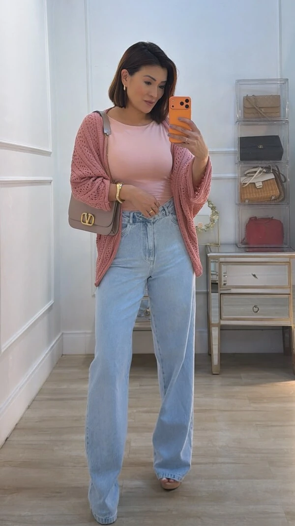 Kimono Tricot Vazado Fabi Mangas 3/4