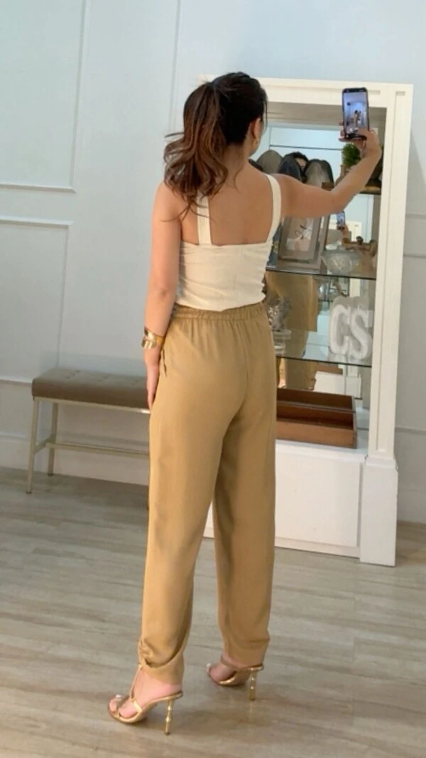 Blusa Viscose Com Linho Louise Maxi Esfera Dourada Frontal