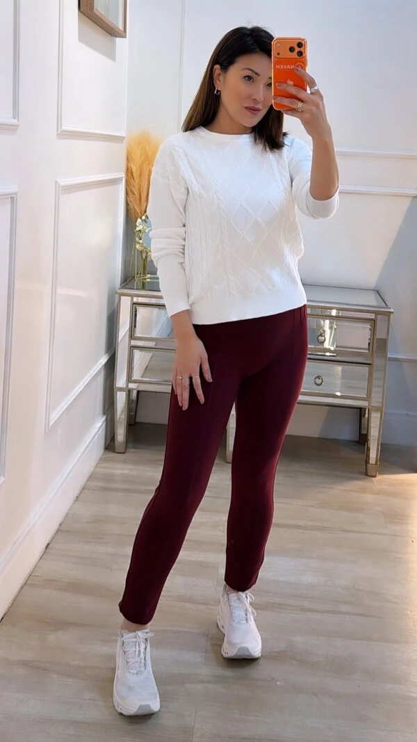 Blusa Tricot Mangas Longas Lívia Losangos Texturizados Frontais