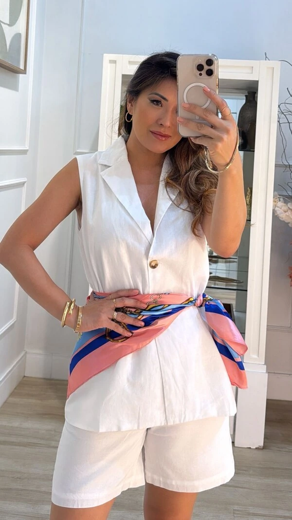 Lenço Acetinado Estampa Com Correntaria