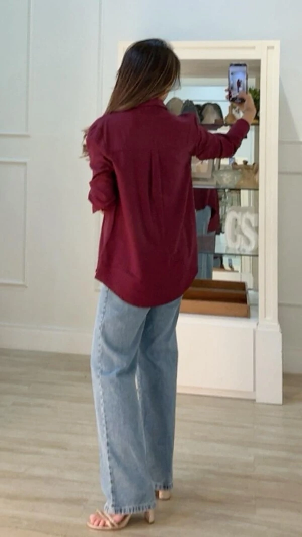 Maxi Camisa Twill Sofia Botões Forrados