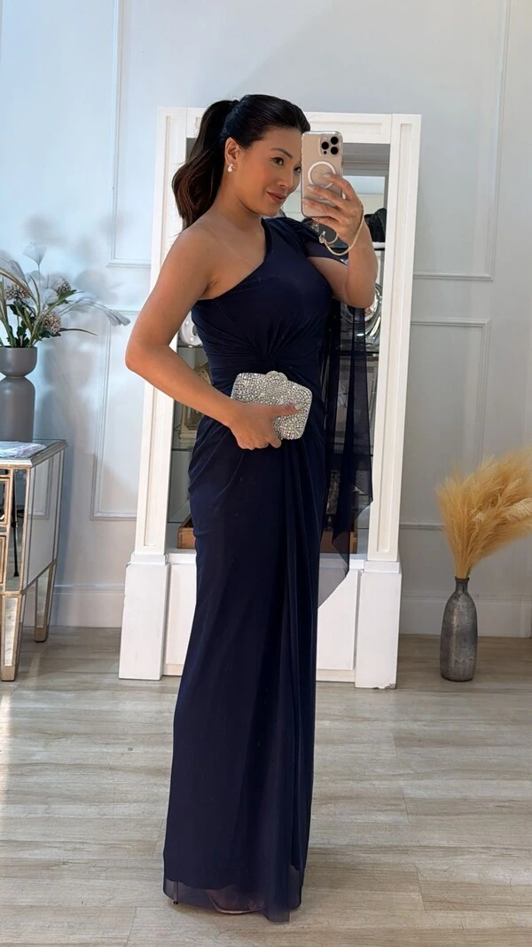 Vestido Longo Tule Taty Ombro Único Decote Assimétrico