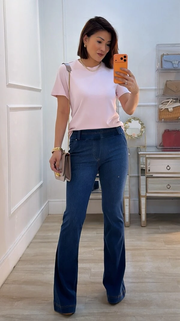 Calça Flare Anny Pala Larga Pespontada