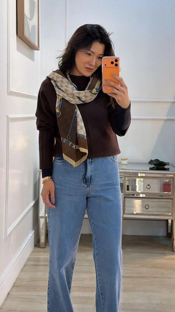 Blusa Tricot Nervura Trançada Frontal Zoe Detalhes Canelados