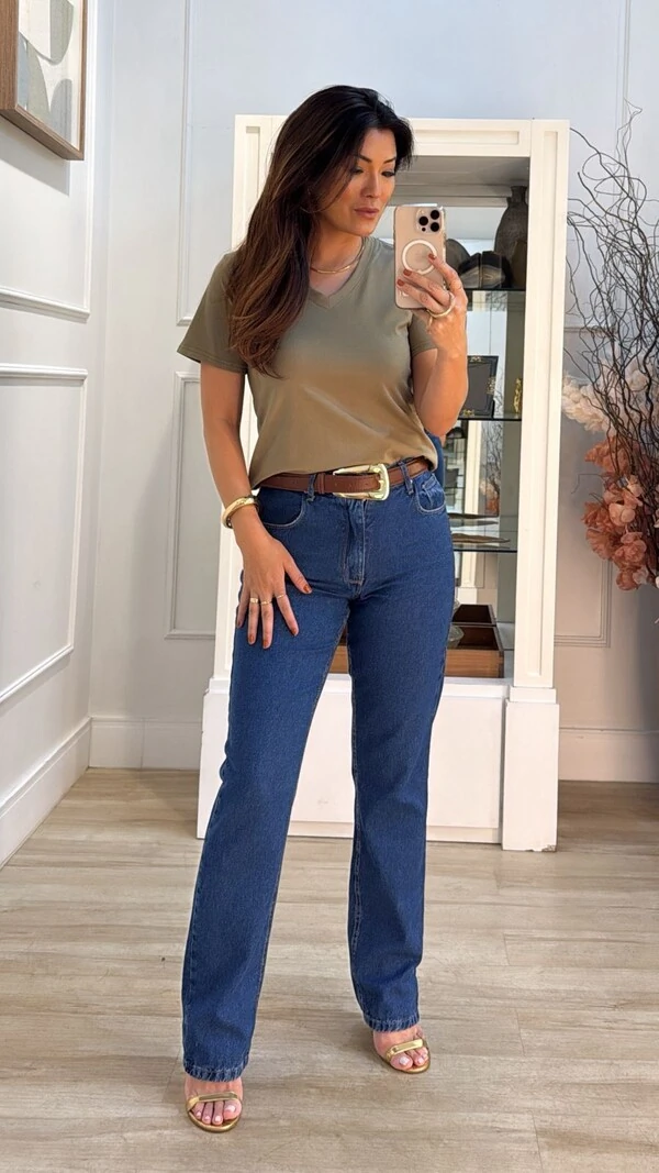 Blusa Malha Decote V Eliza Mangas Curtas