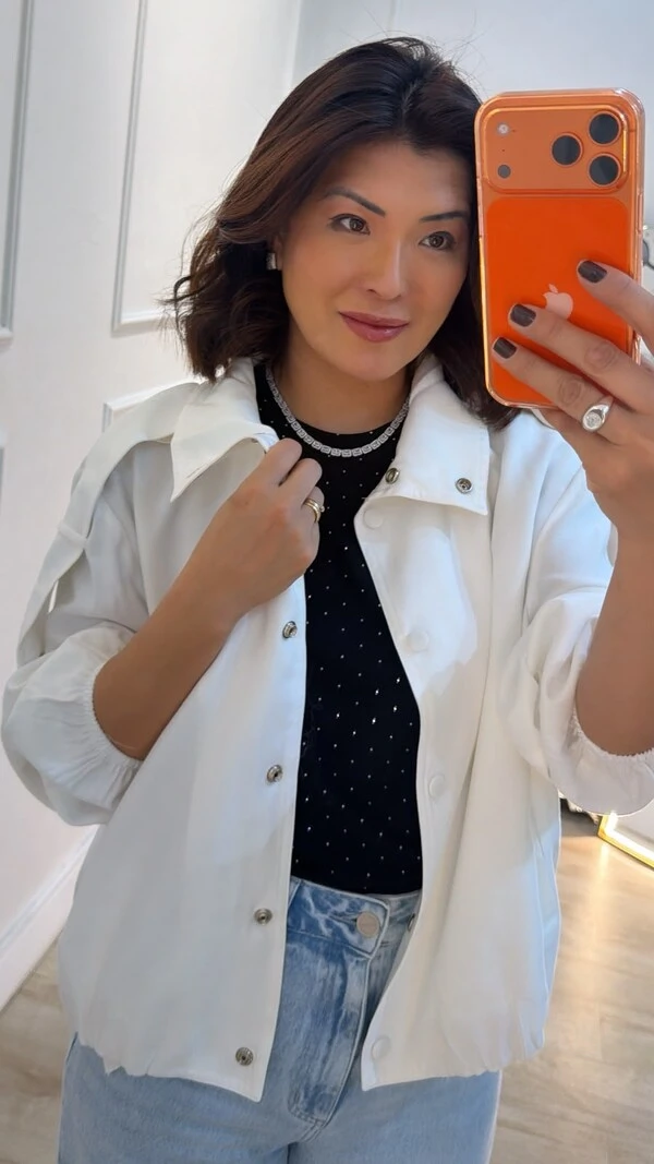 Jaqueta Bomber Twill Sheila Detalhe Martingalê Nos Ombros