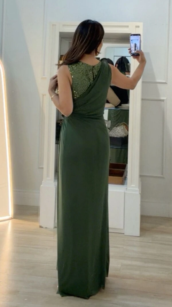 Vestido Longo Tule Drapeado Lateral Zoe Busto Em Paetê