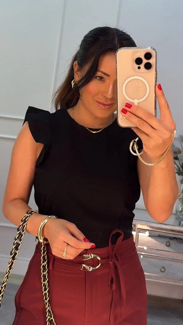 Cropped Twill Edith Mangas De Babado