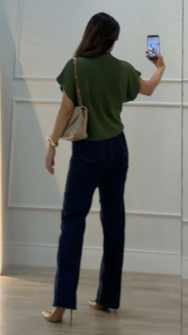 Blusa Tricot Ampla Giulia Gola Alta Enrolado