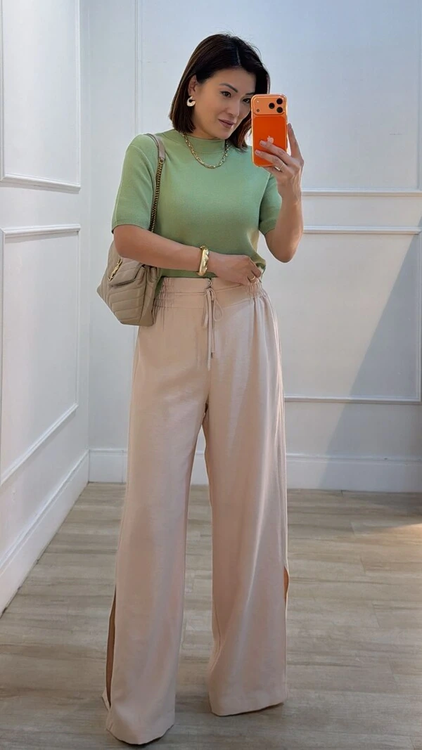 Blusa Tricot Gola Alta Simone Mangas 3/4