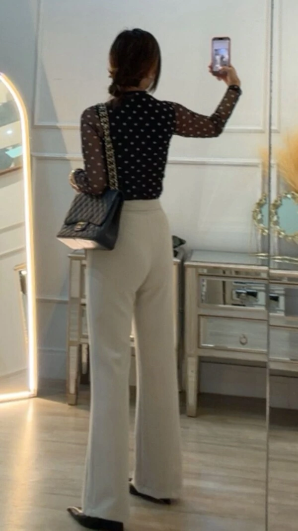 Blusa Tulê Poá Fabiola Mangas Longas
