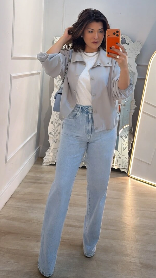 Jaqueta Bomber Twill Sheila Detalhe Martingalê Nos Ombros