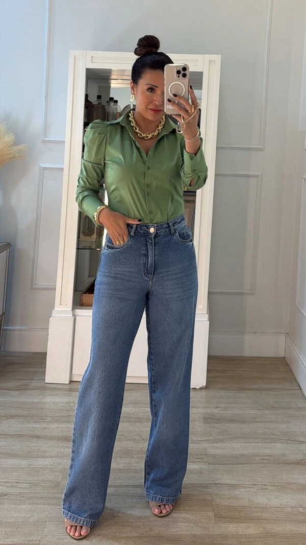 Camisa Tricoline Luísa Mangas Princesa