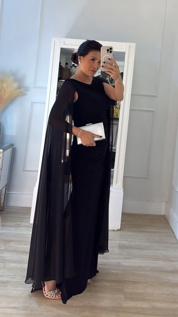 Vestido Longo Detalhe Drapeado Fernanda Fenda Lateral