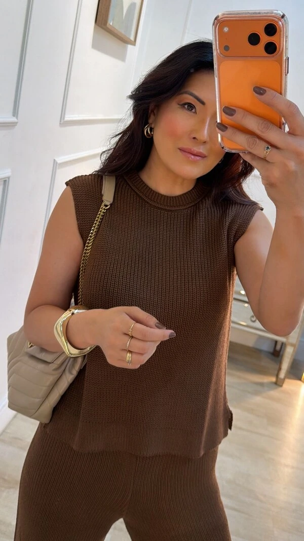 Blusa Regata Tricot Natasha Gola Careca