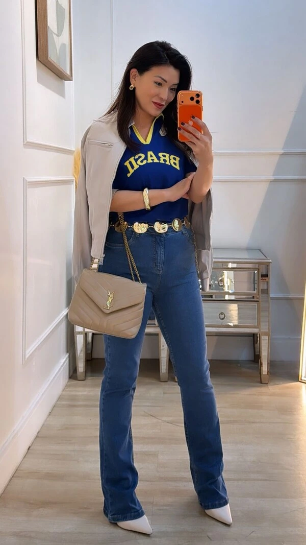 Blusa Tricot Brasil Gola Polo Cynthia Mangas Curtas