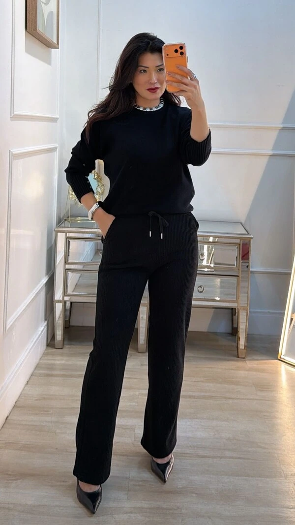 Blusa Tricot Ivy Detalhe Trançado Pérola Prata Nos Punhos
