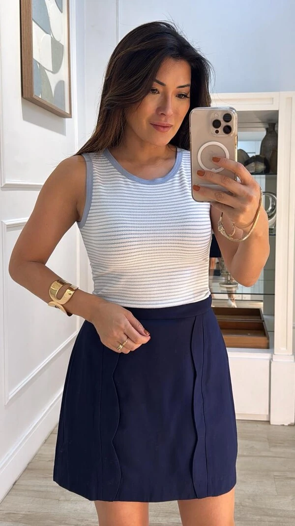 Blusa Regata Listrada Betina Bicolor Texturizada