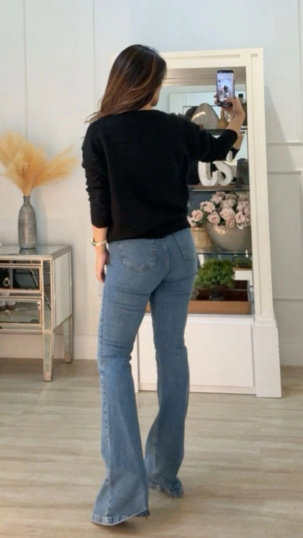 Blusa Tricot Ampla Hallie Com Nervuras Horizontais E Mini Entremeios