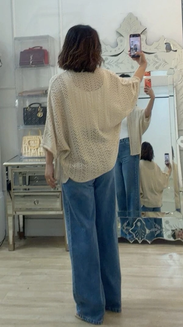 Kimono Tricot Vazado Fabi Mangas 3/4