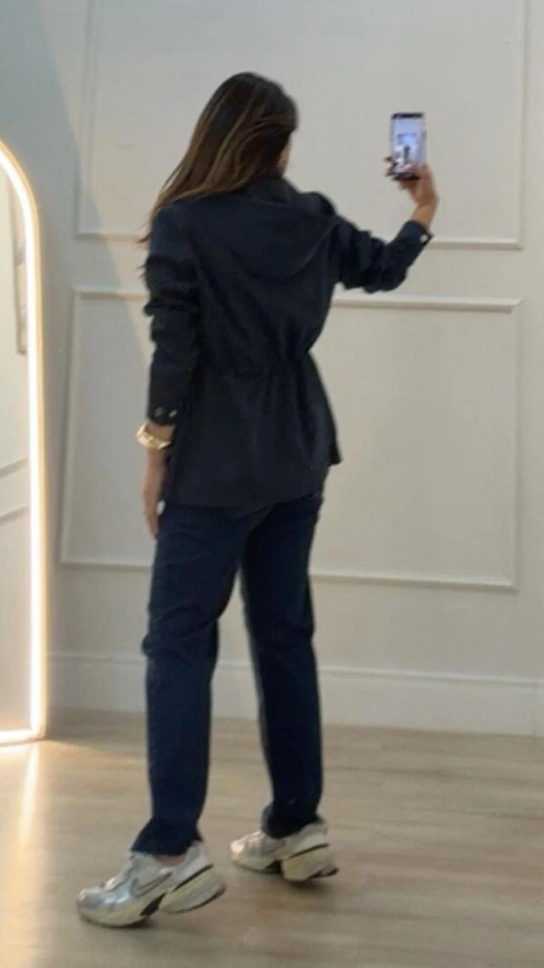 Parka Casaco Aveludado Marie Capuz Removível