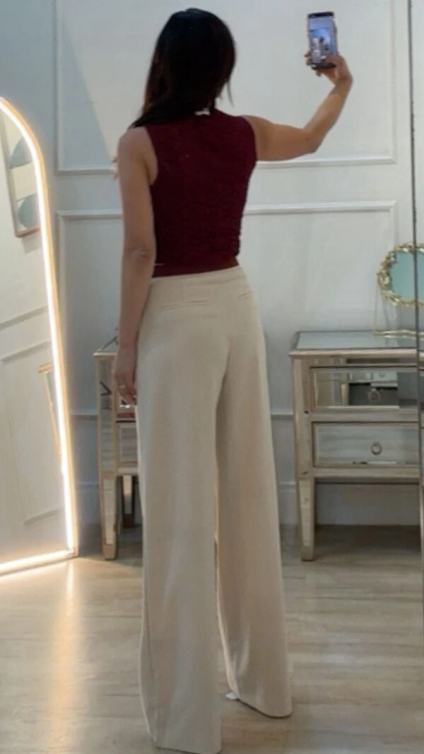 Calça Pantalona Twill Josy Pregas Frontais
