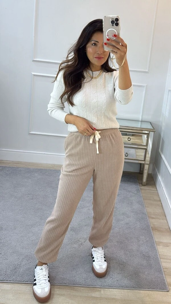 Calça Jogger Moletom Canelada Catherine Amarração Frontal