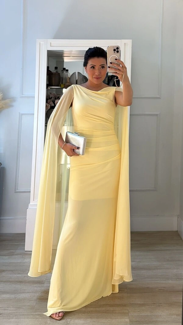 Vestido Longo Detalhe Drapeado Fernanda Fenda Lateral