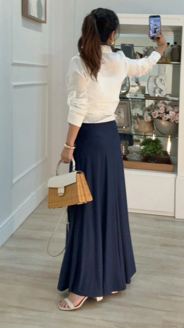 Camisa Linho Andreia Mangas Longas Com Martingalê