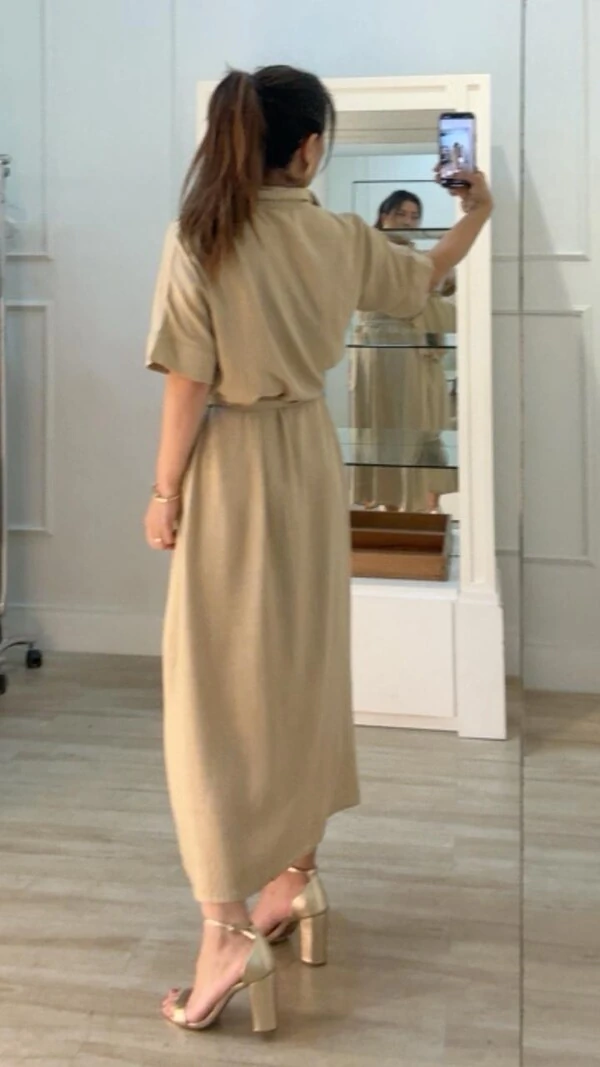 PRÉ-VENDA ENVIO ESTIMADO 25/11 Vestido Chemise Midi Com Cinto Faixa Marie