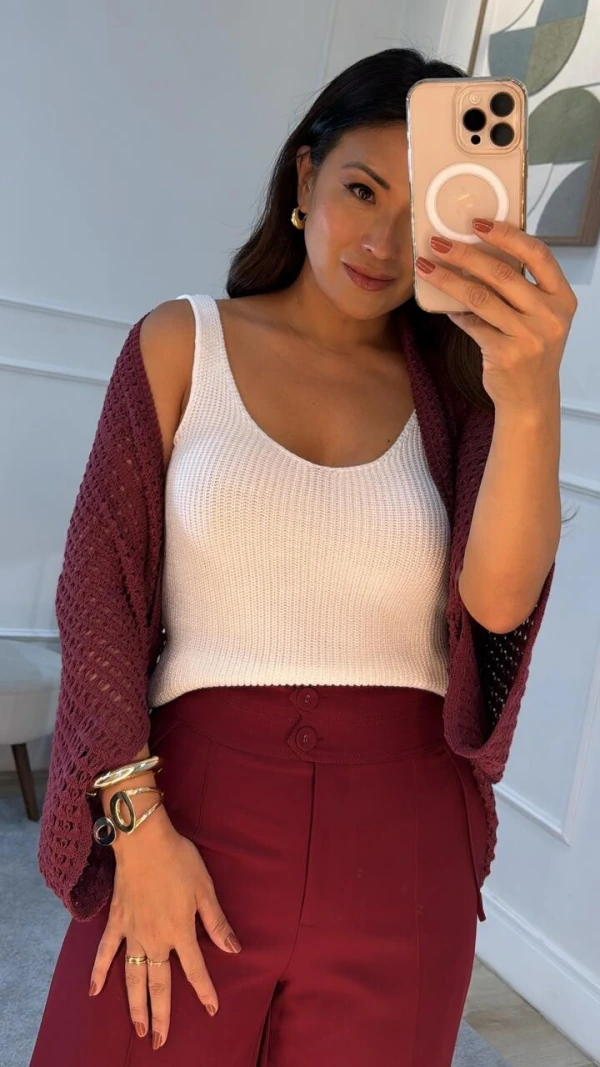 Cardigan Tricot Amplo Denise Com Entremeios