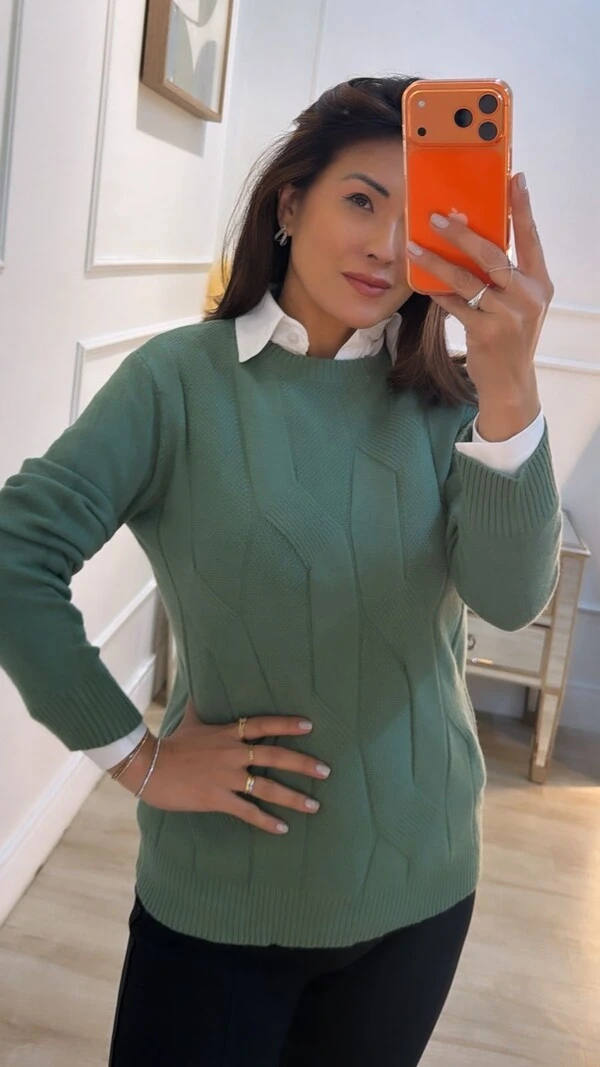 Blusa Tricot Tatiane Com Texturas Entrelaçadas