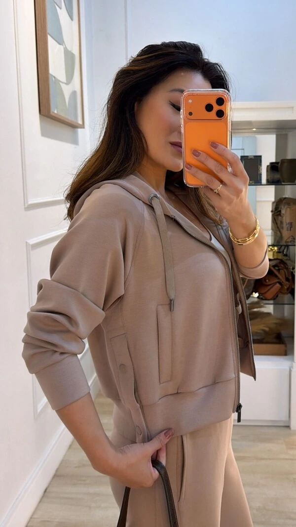 Conjunto Moletom Blusa E Calça Jamile Botões Laterais