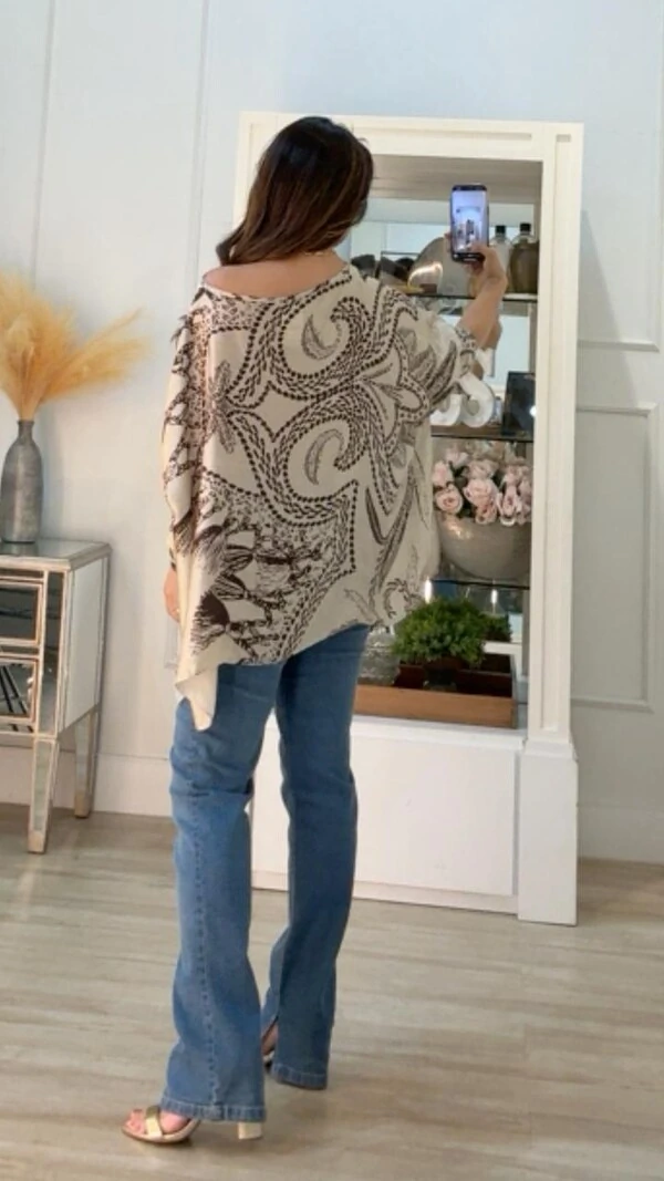 Blusa Kaftan Acetinada Estampada Hellen