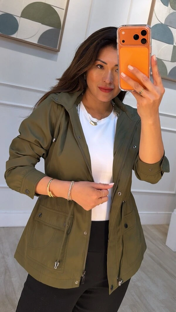 Parka Capuz Removível Sol Forro Listrado