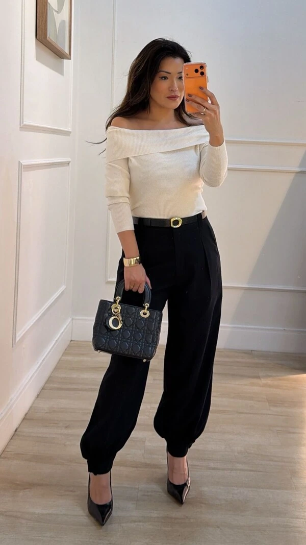 Blusa Tricot Canelada Thais Ombro À Ombro